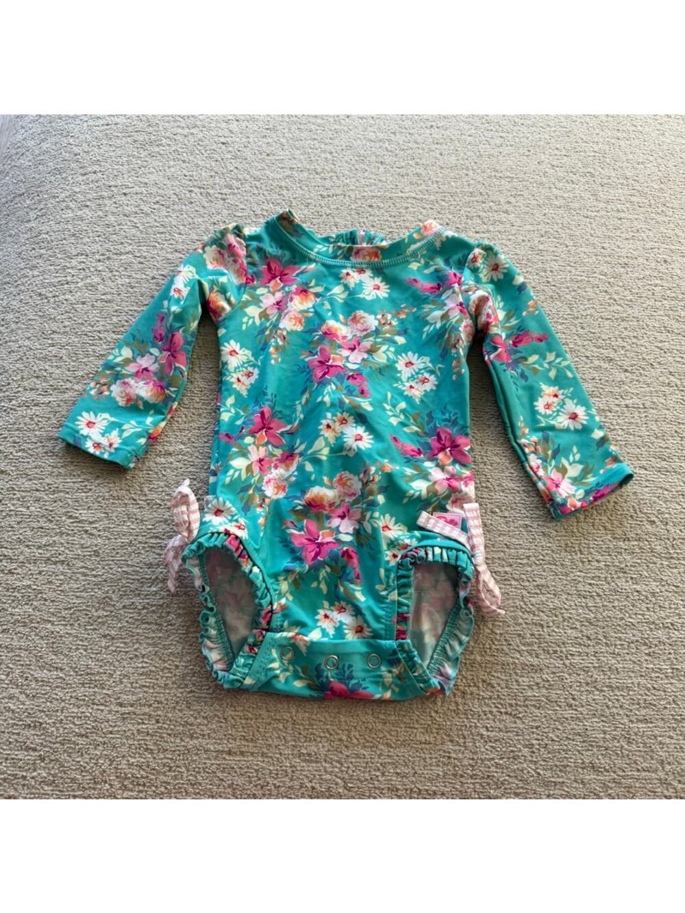 Rufflebutts One Piece Swim Long Sleeve Girls 6-12 Month